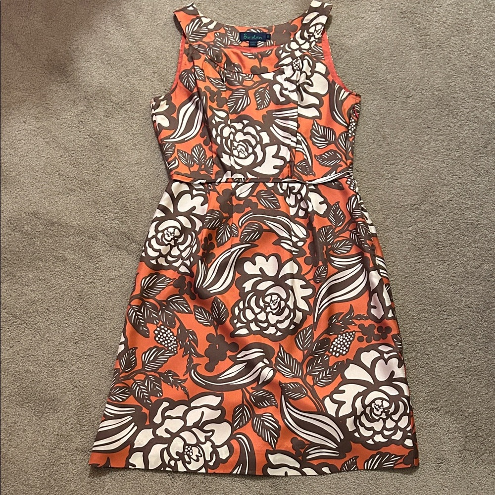 Boden Orange and Brown Floral Dress